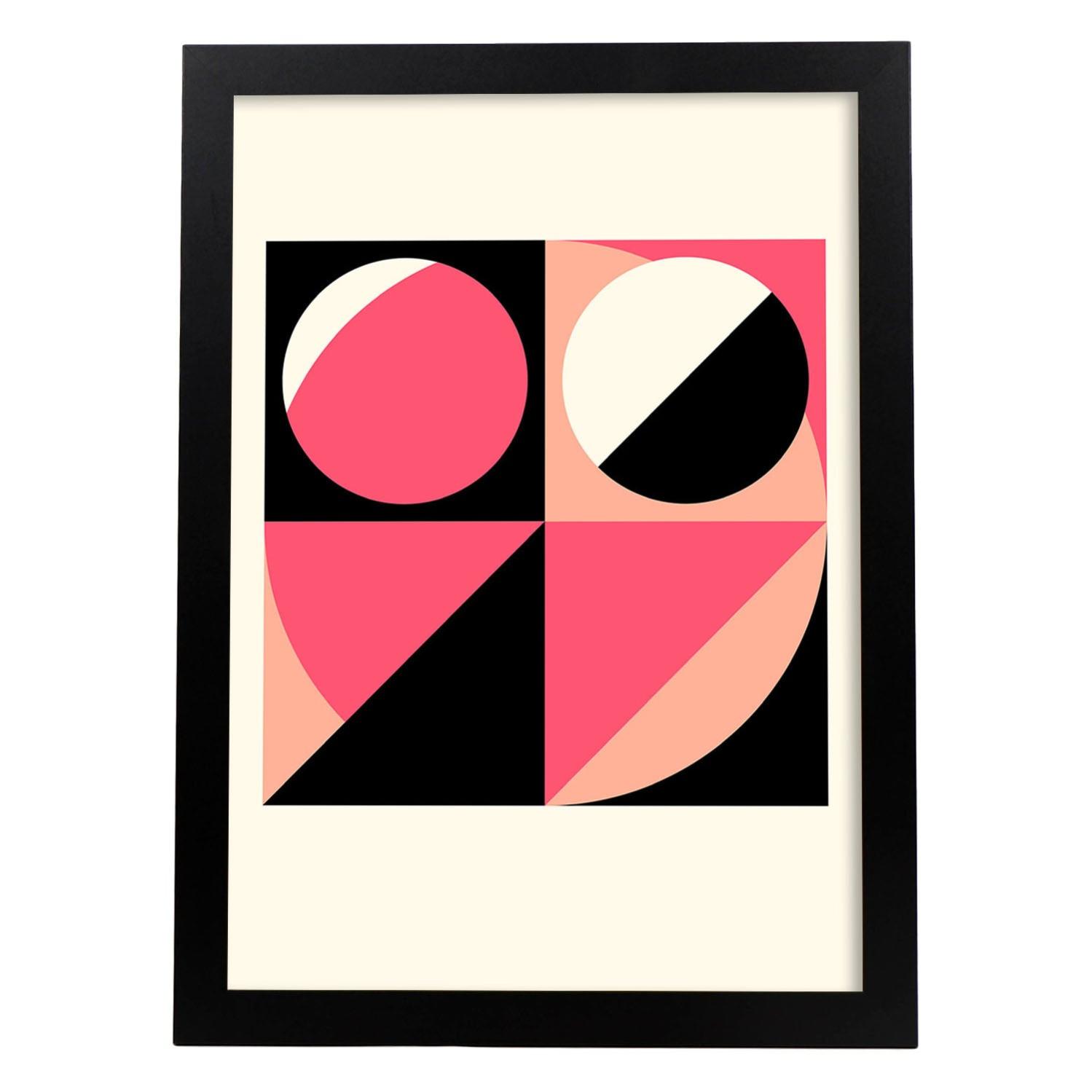 Lámina rosa 5 pósters con ilustraciones abstractas en estilo geométrico tonos rosados y pastel