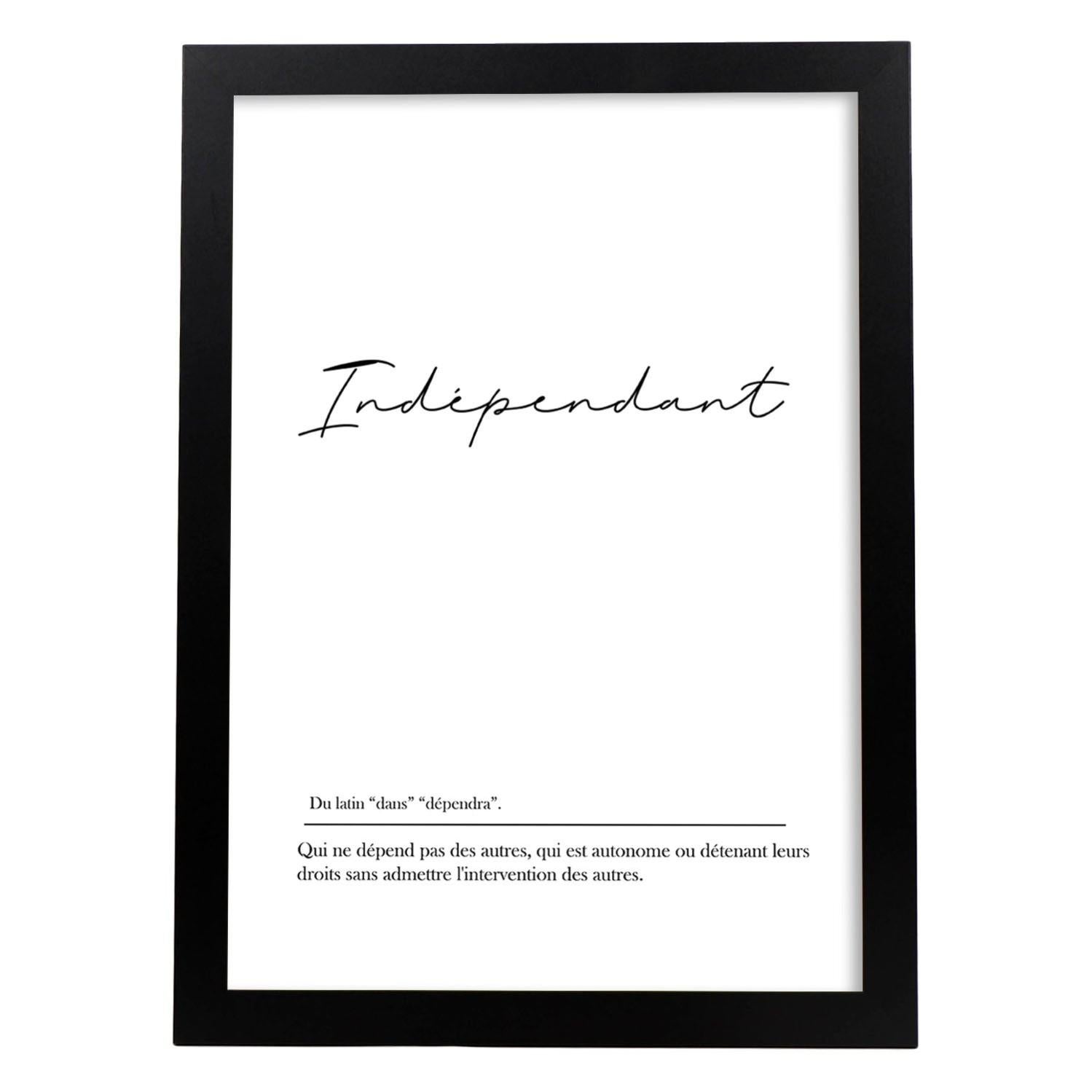 Affiche Avec Des Mots En Français. Fiche D'indépendance Avec Définition