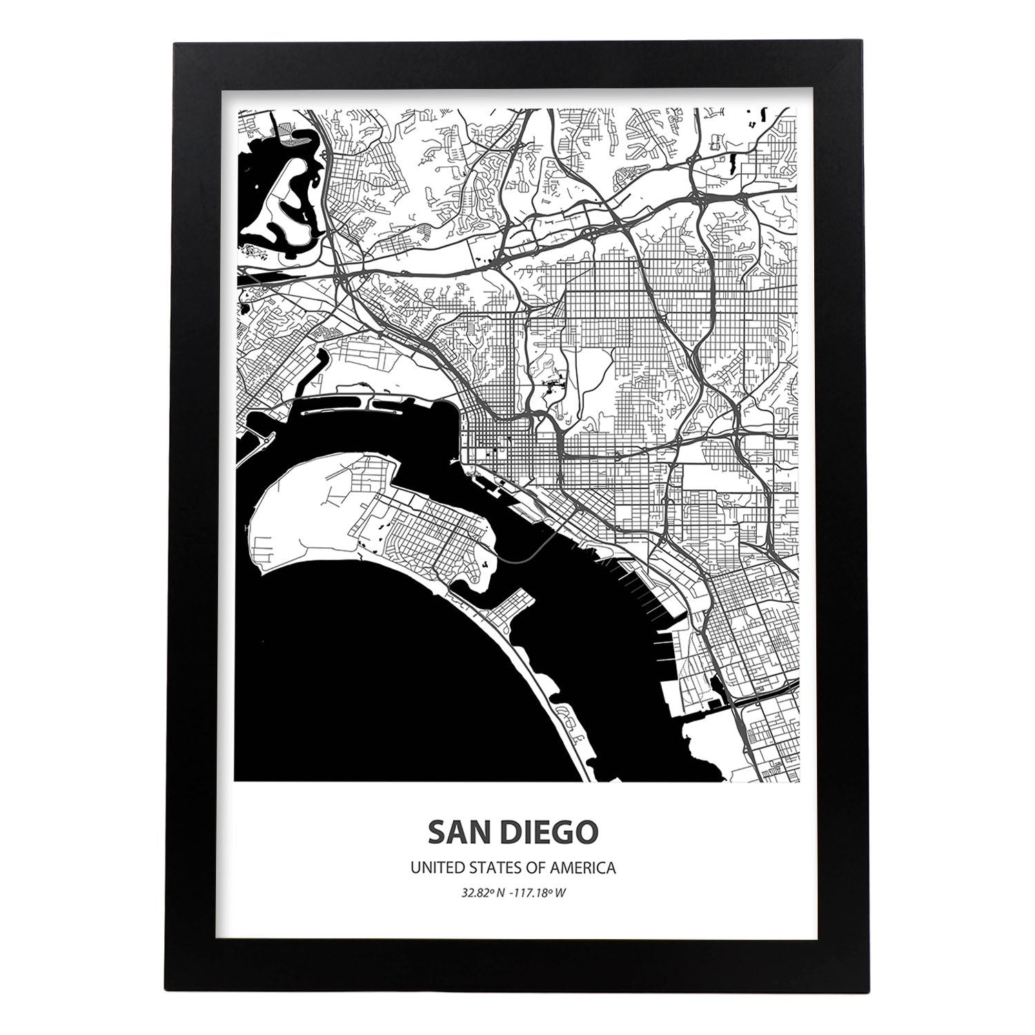 Affiche De La Carte De San Diego - Usa. Fiches Des Villes Des États ...