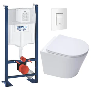 GEBERIT - Pack WC PRIMA RIMFREE suspendu avec abattant frein de