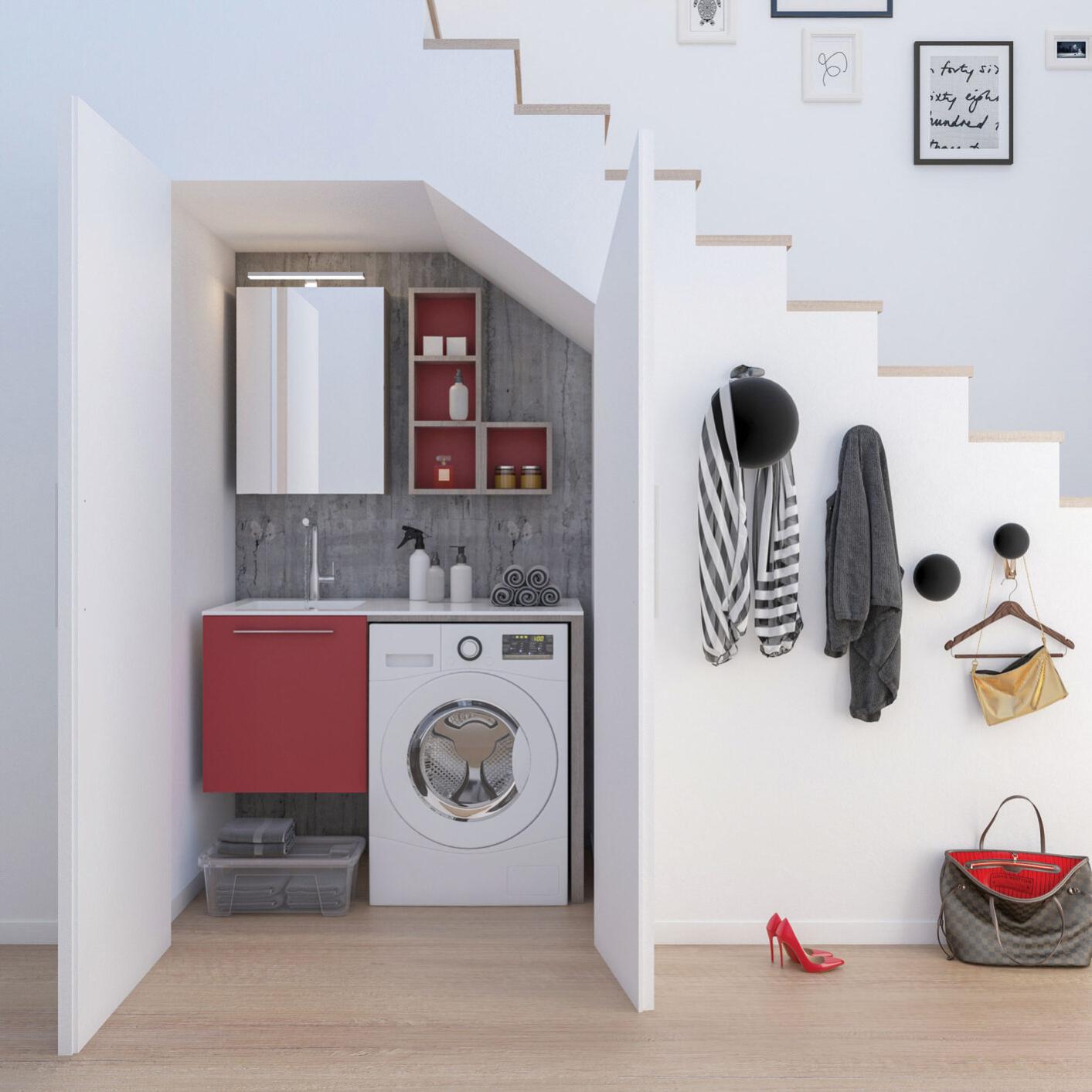 Armario Para Lavadora Con Lavabo Integrado 116 X H 87 5 X 63 Cm Rojo Armario Para Lavadora Con Lavabo Integrado 116 X H 87 5 X 63 Cm Rojo