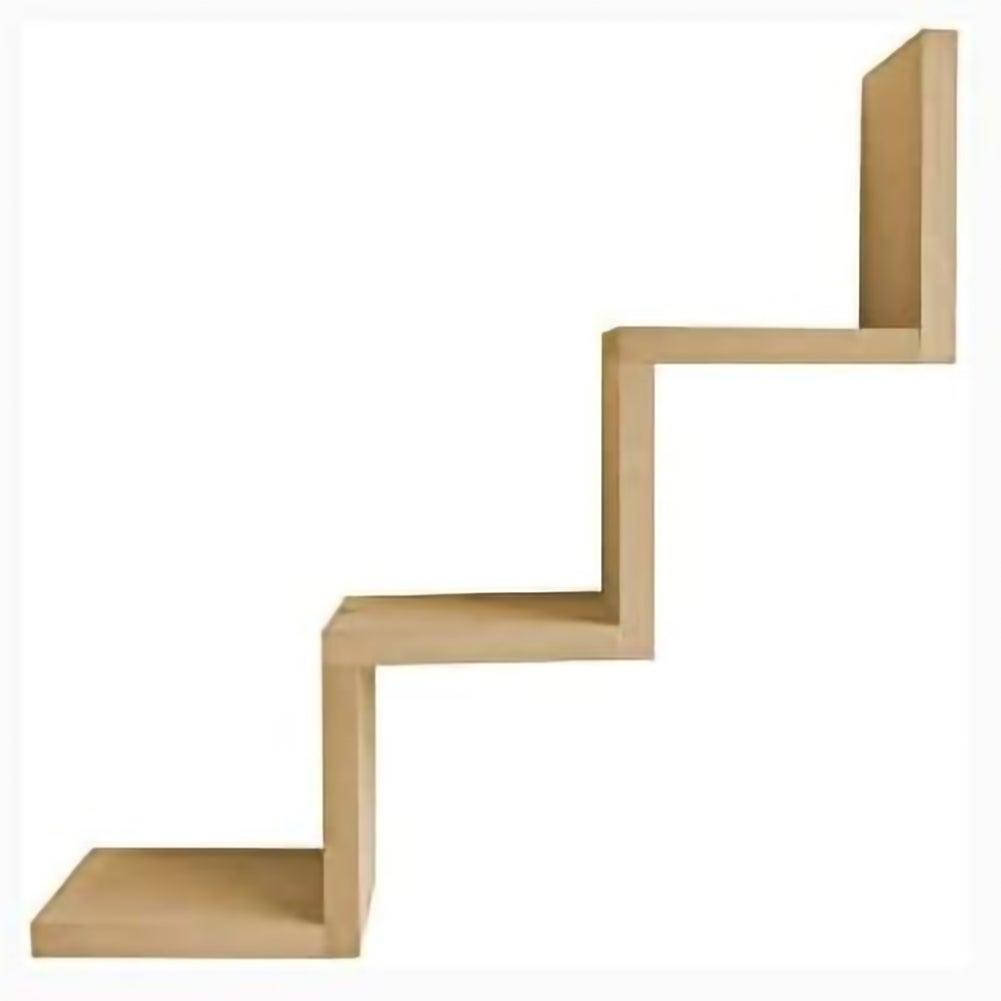 Mensola Parete Moderna Design Zig Zag Scaffale Muro 3 Ripiani Legno  Naturale