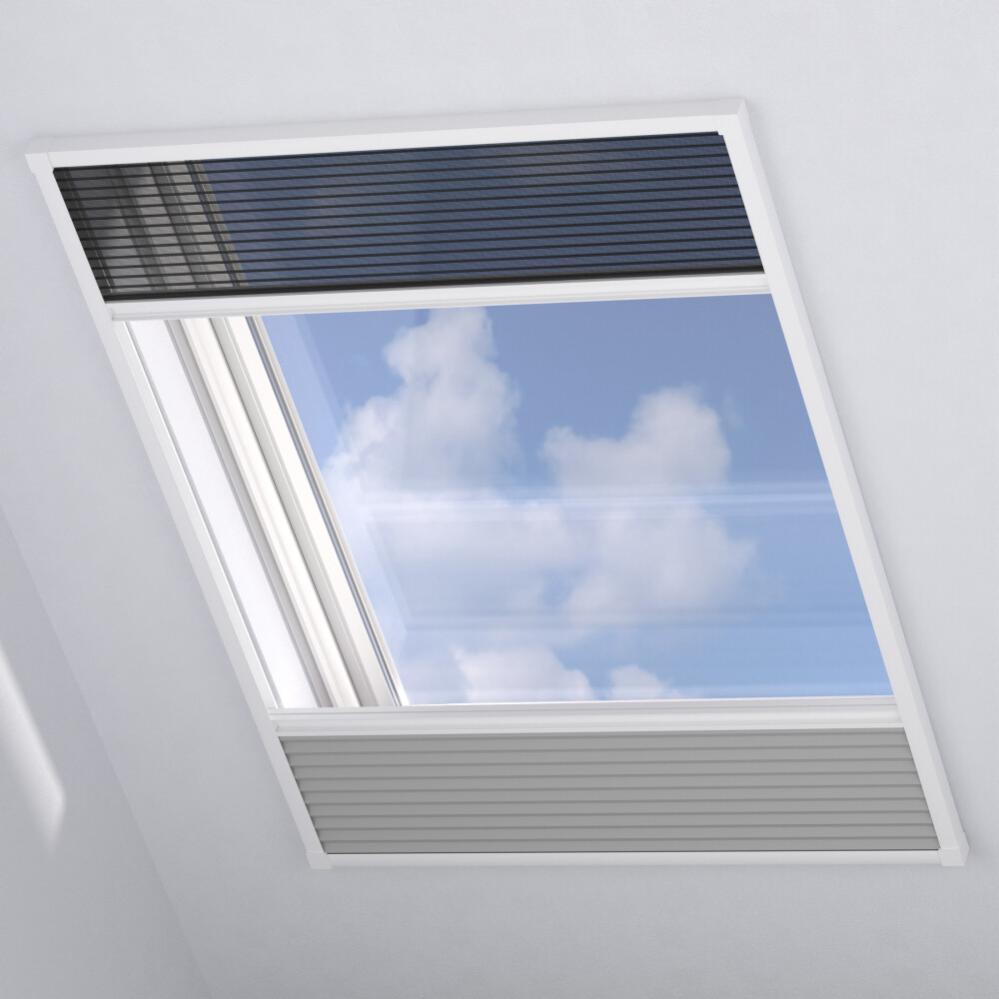 Store de fenêtre de toit plissé "nid d'abeille" avec moustiquaire