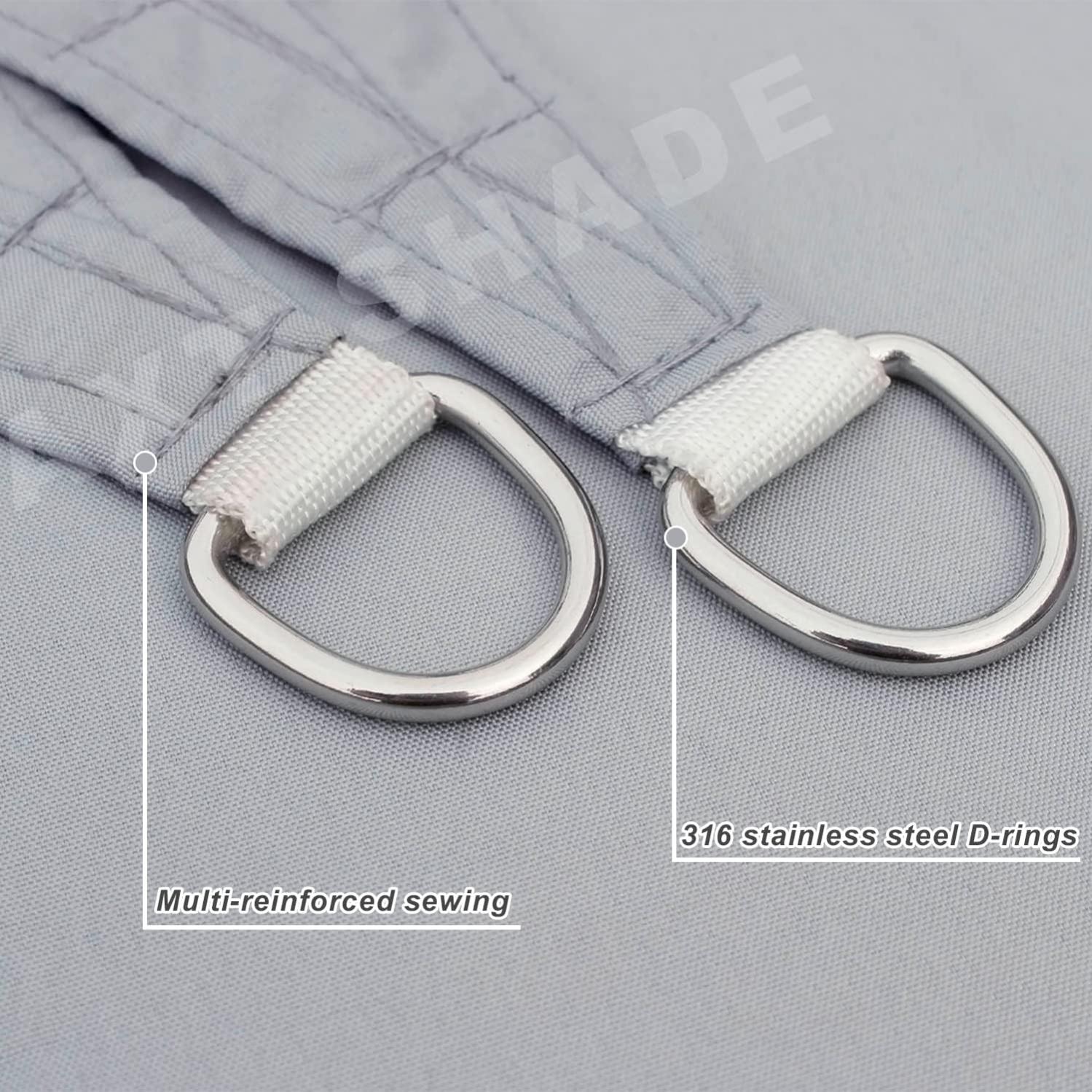 Voile d'ombrage imperméable rectangulaire 4x5m Protection UV pour Extérieur Terrasse Jardin Patio-Gris - 4