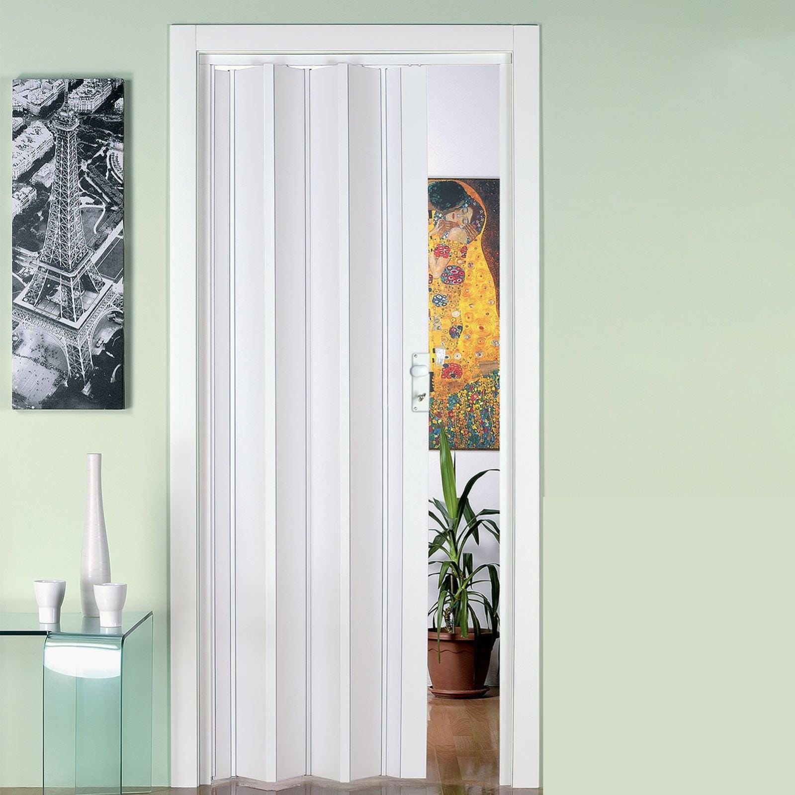 Porta PVC Bianca 83x214cm Porta Soffietto Bianco PVC - 83x214cm Reversibile, Made In Italy Porta Riducibile 83x214