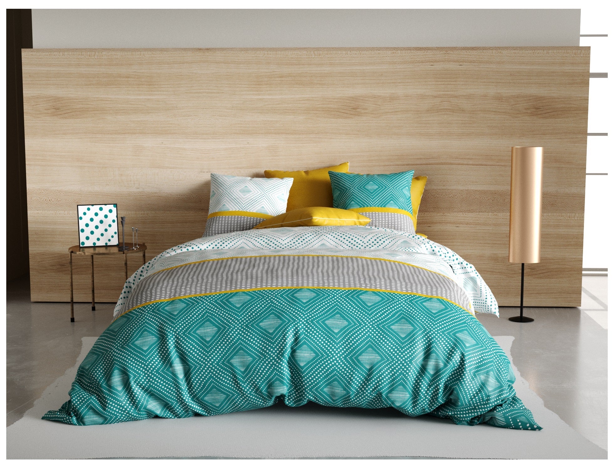 Housse de couette + 2 taies 220 x 240 cm Geo Aurah Leroy Merlin