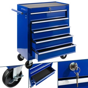AREBOS Boîte à outils avec 3 tiroirs et 2 compartiments de rangement, Poignée de transport et fermetures à pression