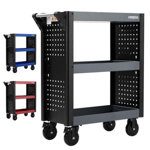 MonMobilierDesign BAL Chariot d'atelier desserte 3 étages sur roulettes  pour outils Rouge - Manutention transports - Achat & prix