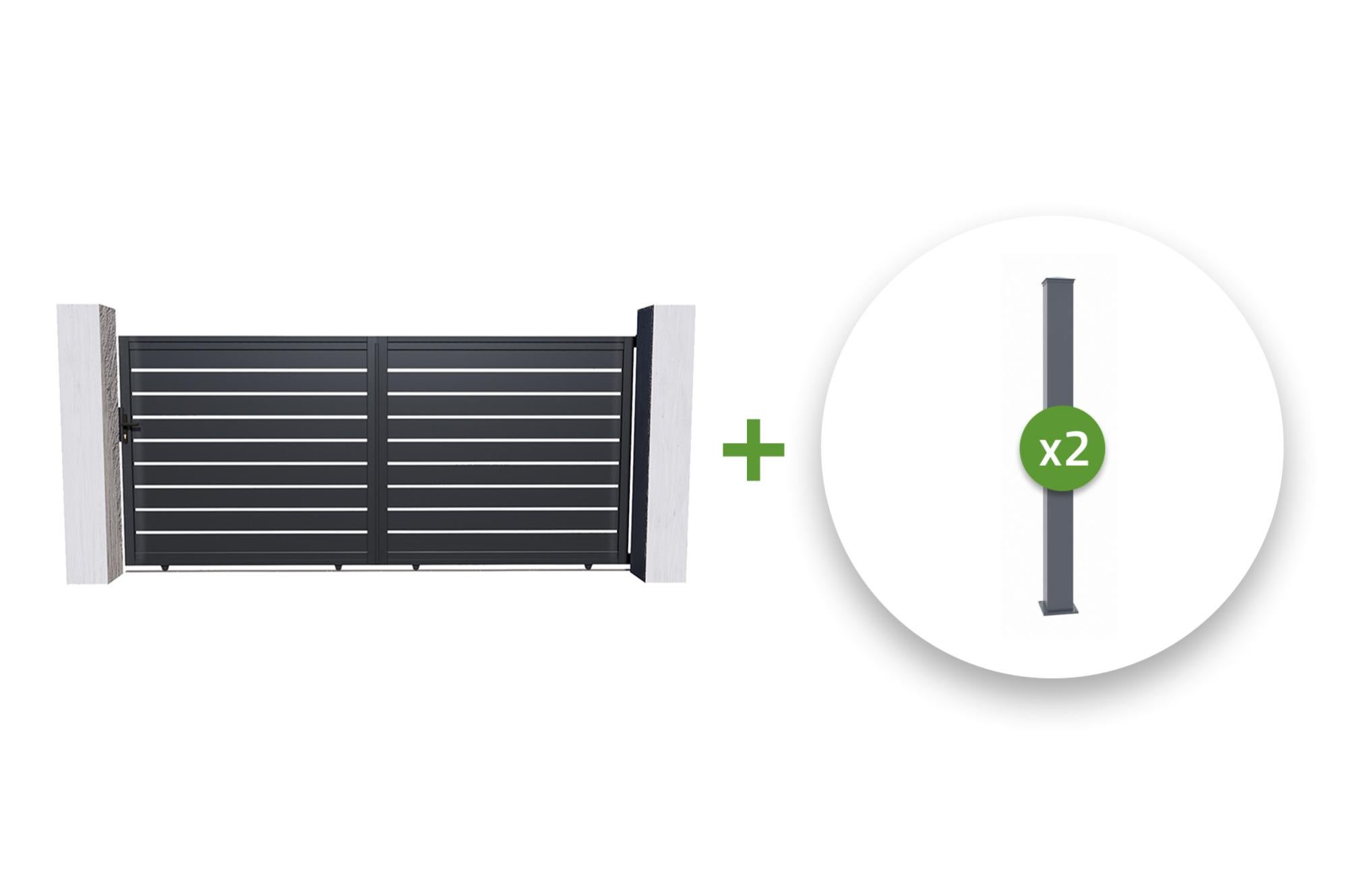 Pack portail coulissant 4m VOGEL 400C180 + 2 poteaux H.190cm Leroy Merlin