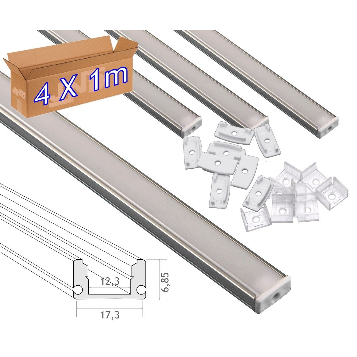 Perfil de aluminio empotrable parede de 23x8mm (2mt)