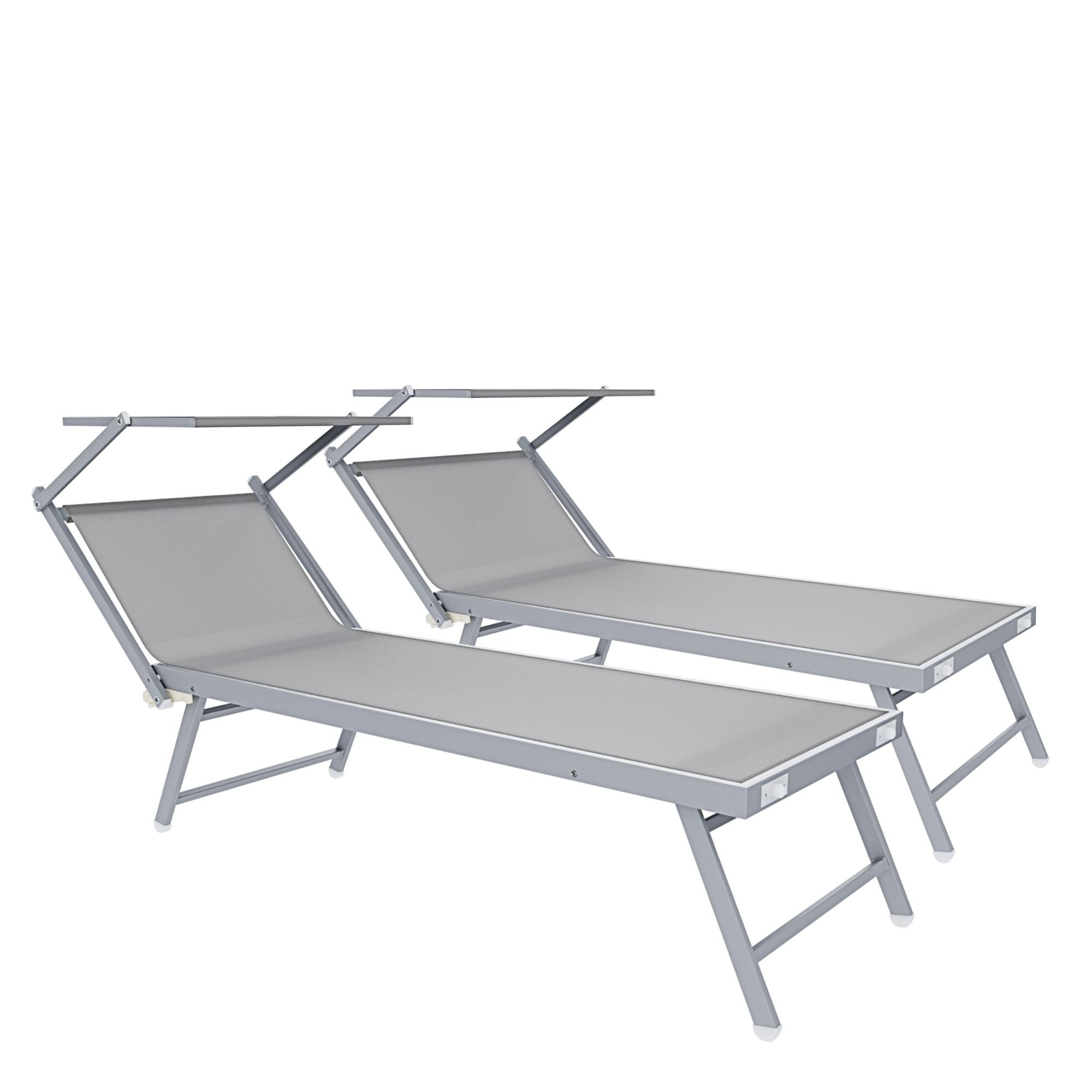 Lettino Prendisole Pieghevole Con Cuscino E Portaoggetti Grigio - Foto 11