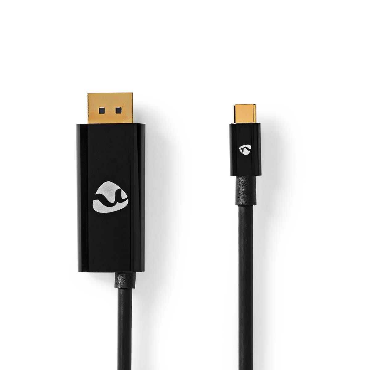 Adaptateur USB-C™ USB 3.2 Gen 1 USB-C™ Mâle DisplayPort Mâle / USB-C™  Femelle 8K@30Hz 2.00 m Rond Plaqué nickel PVC Noir Enveloppe