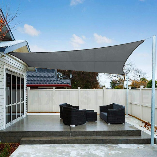 Toldo Vela de Sombra Impermeable Rectangular 3x4m Protección Rayos UV para  Exterior Terraza Patio Jardín-Gris