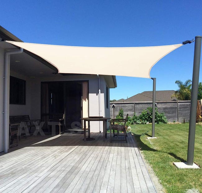 Toldo Vela de Sombra Rectangular 2,5x4m Protección Rayos UV y HDPE  Transpirable para Exterior Terraza Patio Jardín-Crema