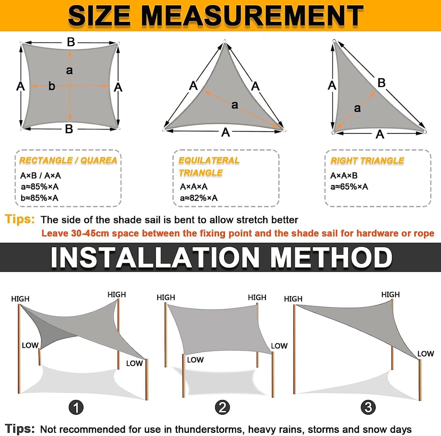 Voile d'ombrage imperméable triangulaire 5x5x7m Protection Rayons UV pour Extérieur Terrasse Patio Jardin-Crème - 4