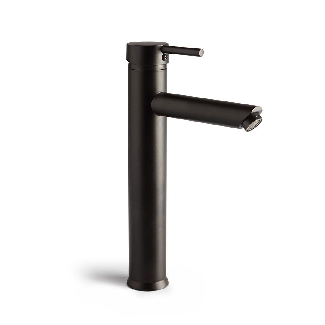 Mezclador de lavabo de caño alto negro mate | fassa