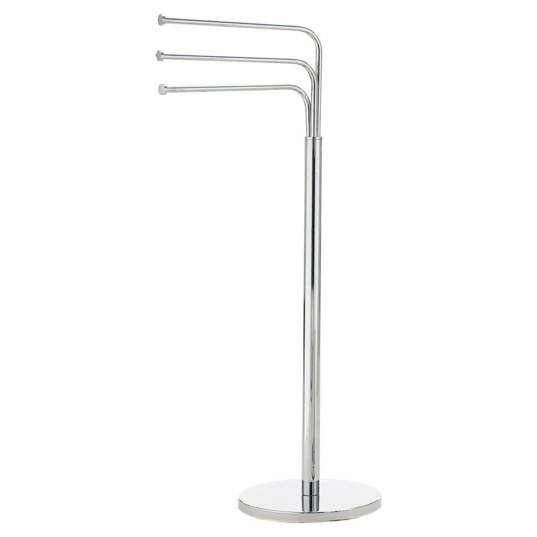 Porta Asciugamani Da Terra In Acciaio Cromato | 2 Bracci Moderni | Per Bagno Elegante | Base Stabile 45x21 Cm - Foto 8