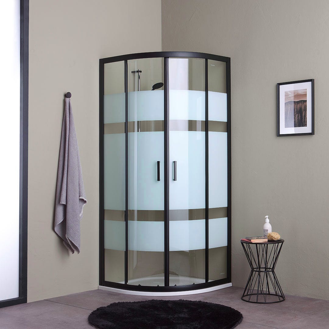 Cabina de ducha: Mampara de Ducha Semicircular, vidrio opaco, 80x80 90x90 -  BOX014
