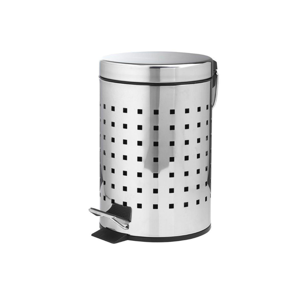ASelected Pattumiera Rotonda A Pedale Da 6 Litri In Acciaio Inox – Per Bagno, Camera Da Letto, Ufficio – Secchio Interno Rimovibile E Rivestimento Anti-Impronte