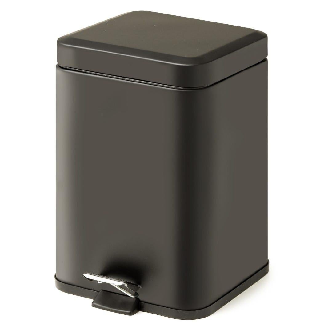 Cestino Bagno Relaxdays 5L Con Pedale E Soft-close – Secchio Interno Estraibile, Finitura Opaca Nera, 25x21,5x21,5 Cm