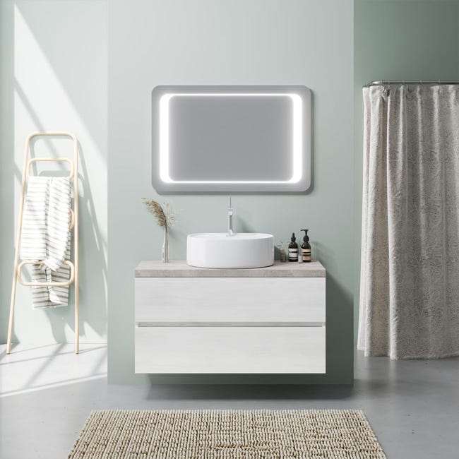 Armoire à miroir de salle de bain LED Chêne 80x15x60 cm MDF vidaXL