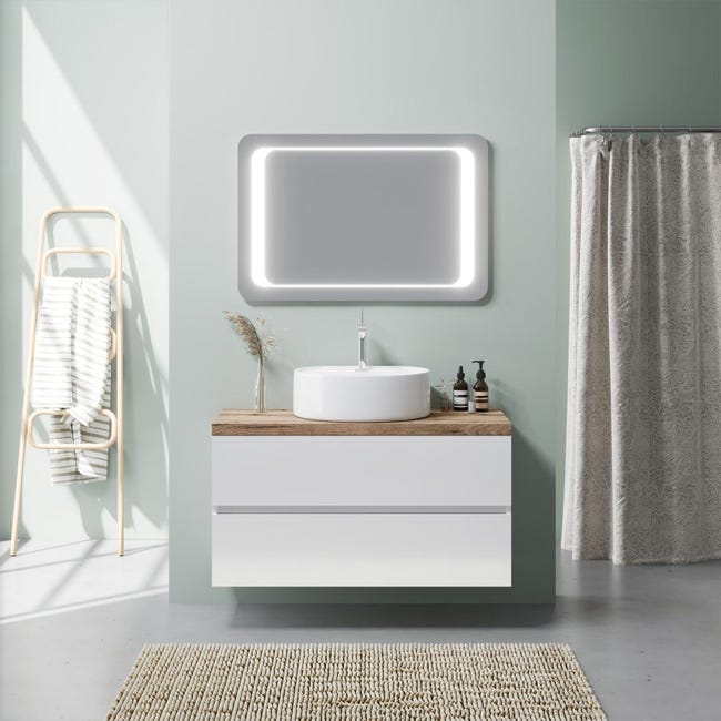 Mueble de baño blanco brillante