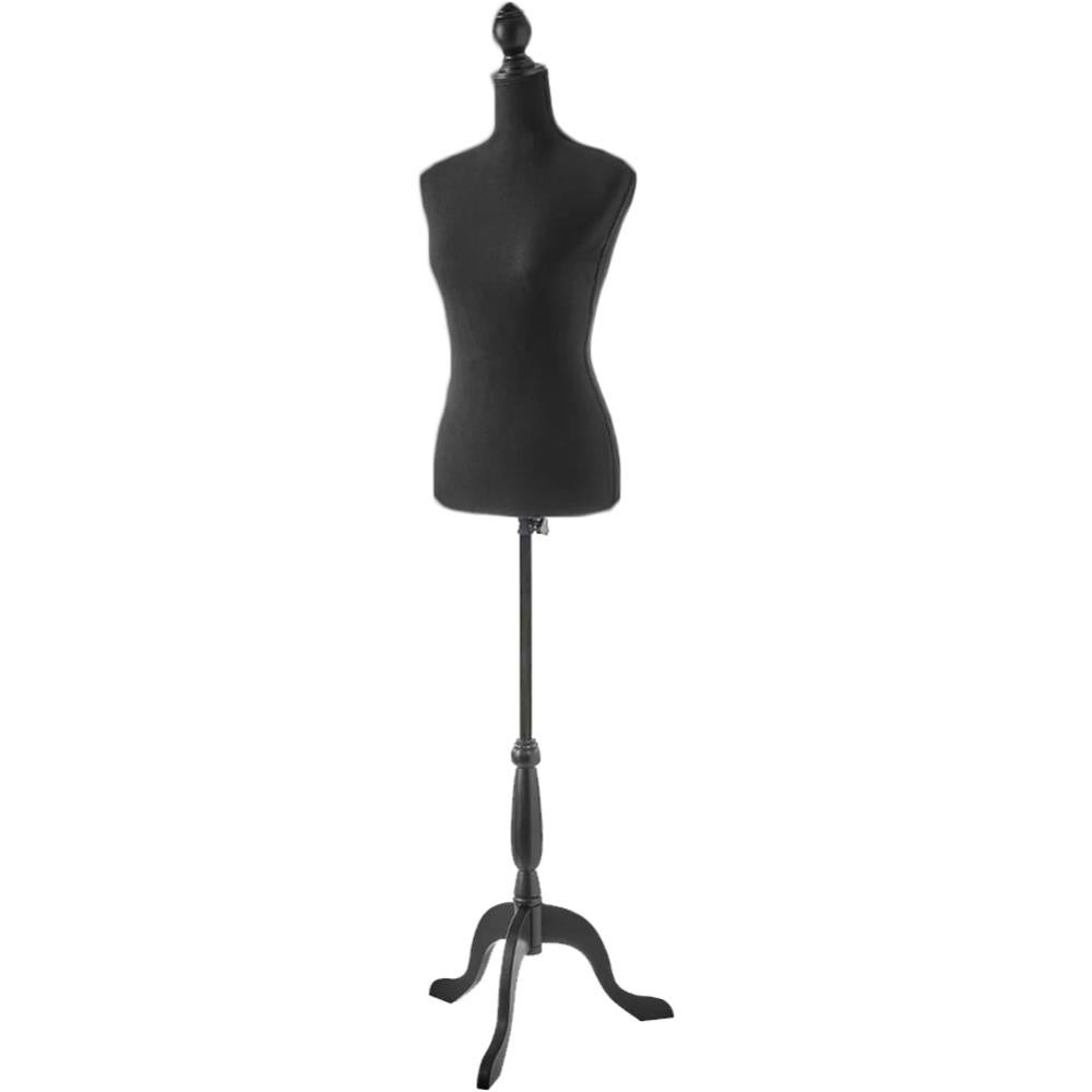 Manichino Sartoriale Busto Donna In Fibra Di Vetro T222 Con Treppiede In Legno - Altezza Regolabile 134-168 Cm