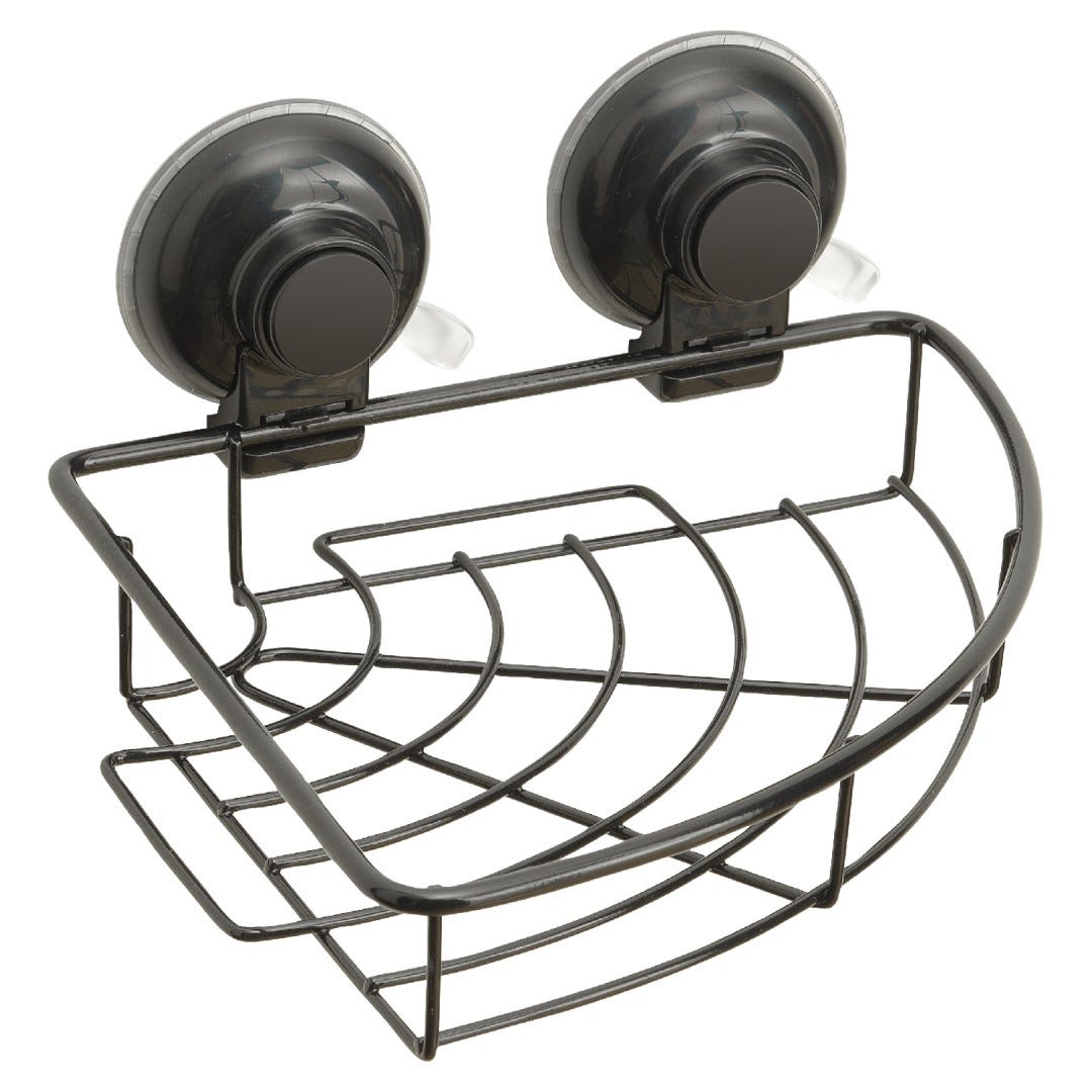 Portaoggetti Angolare Per Doccia Lilyvane - Asta A Tensione In Acciaio Inox Da 56 A 317 Cm - 4 Ripiani In ABS Antiruggine