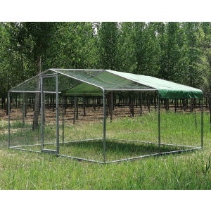 VEVOR Enclos Poulailler 2,9x1,98x1,82 m Grand Enclos Poule Extérieur  Volière Cage en Acier Galvanisé Porte Verrouillable pour Garder Poules  Canards