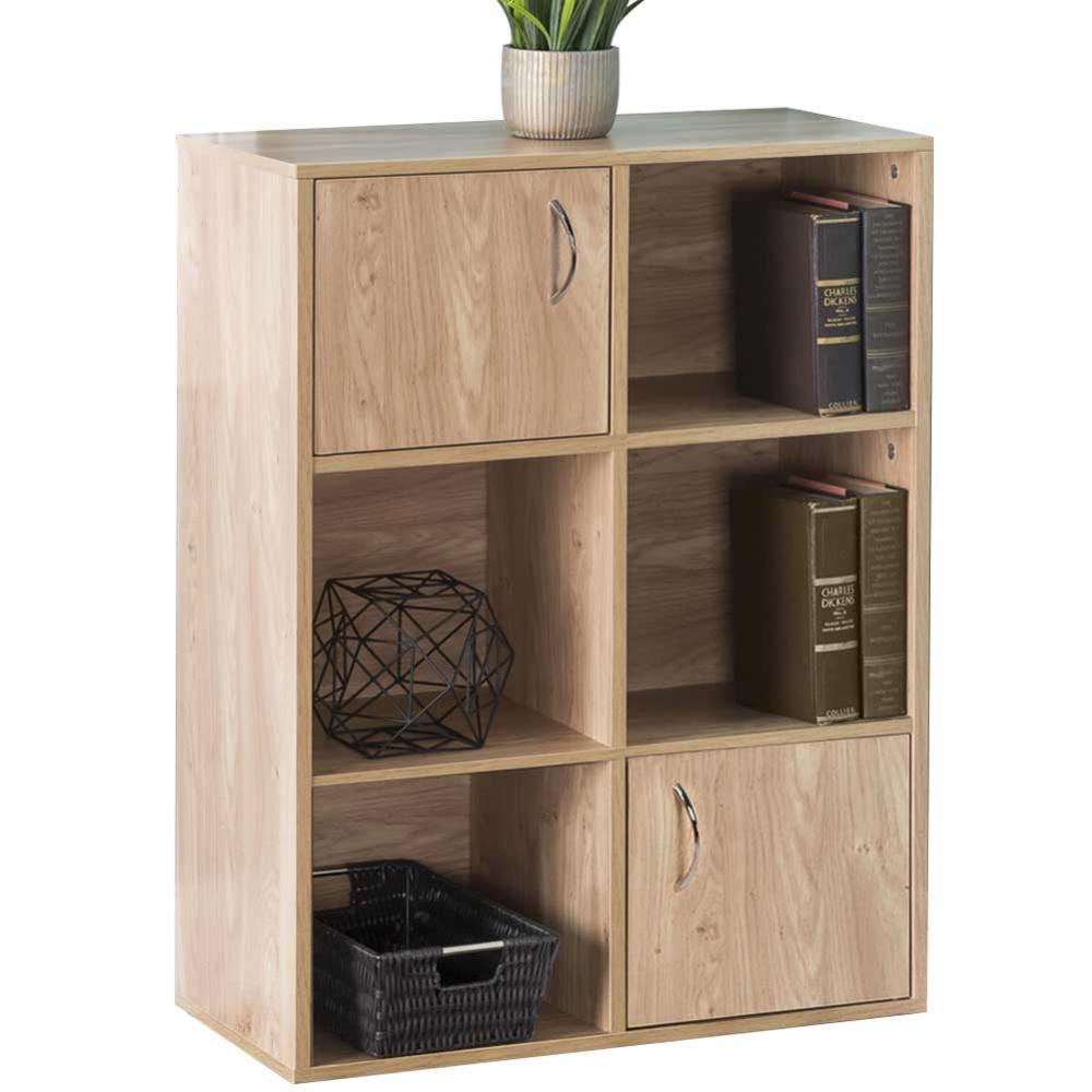 Dmora Libreria Alta Con 4 Ripiani E 2 Ante, Scaffale Per Libri E Documenti Libreria Portaoggetti Da Ufficio Cm 105x42h191 Colore Bianco E Cemento 57378818