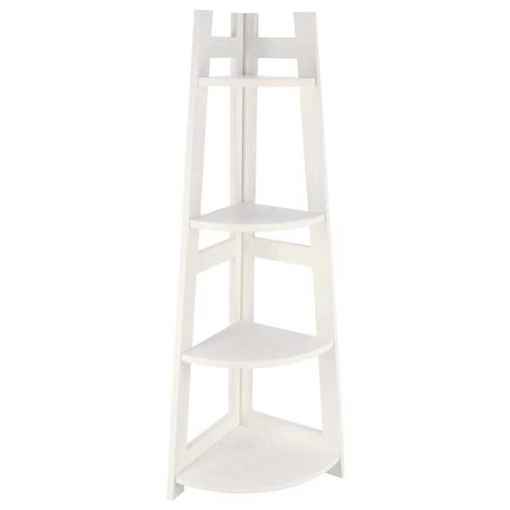 Scaffale Angolare 4 Ripiani Legno Libreria Angolo Multiuso 27x96x17cm