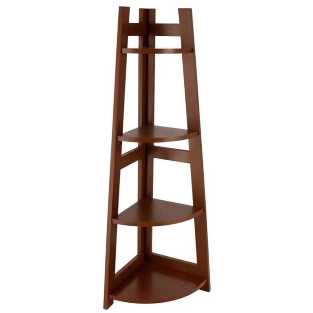 Scaffale Angolare 4 Ripiani Legno Libreria Angolo Multiuso 27x96x17cm