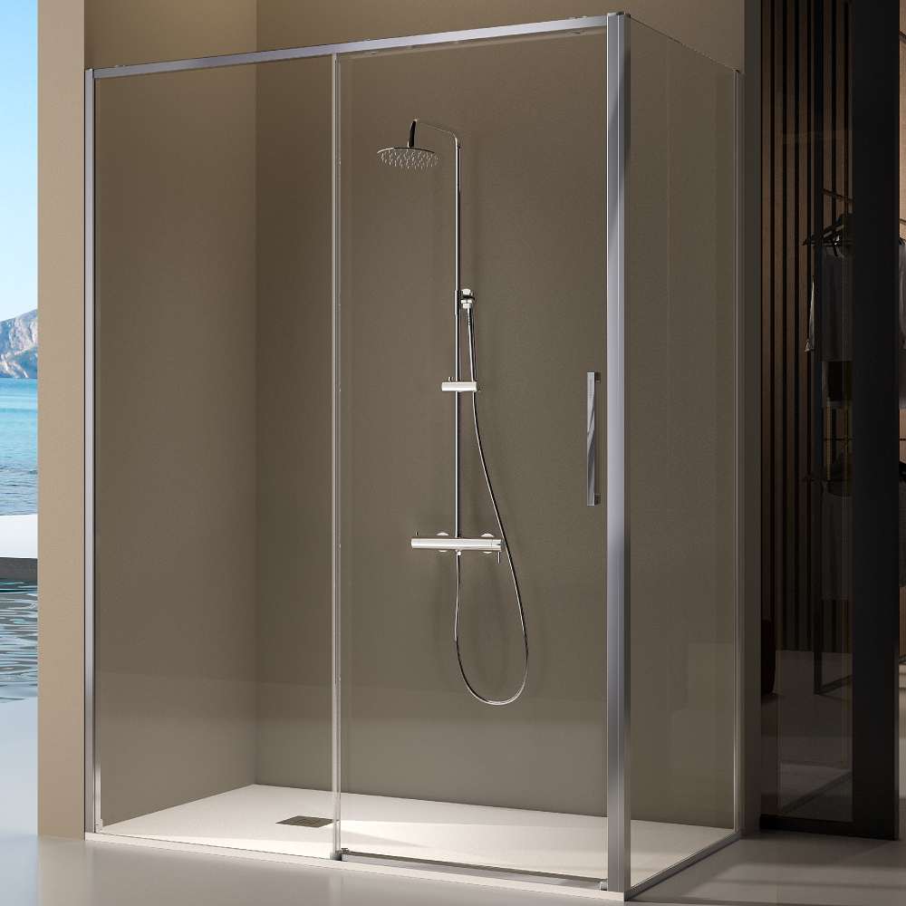 Paroi De Douche Fixe Porte Coulissante Delta Cm Leroy Merlin