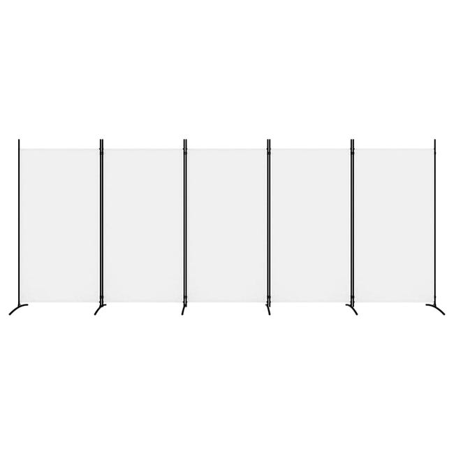 Paravento/Separè per Interni/Balcone, 171 x 250 cm (AxL) Divisorio a 5  Pannelli per Camera da Letto/Studio Medico - Struttura Pieghevole - Bianco
