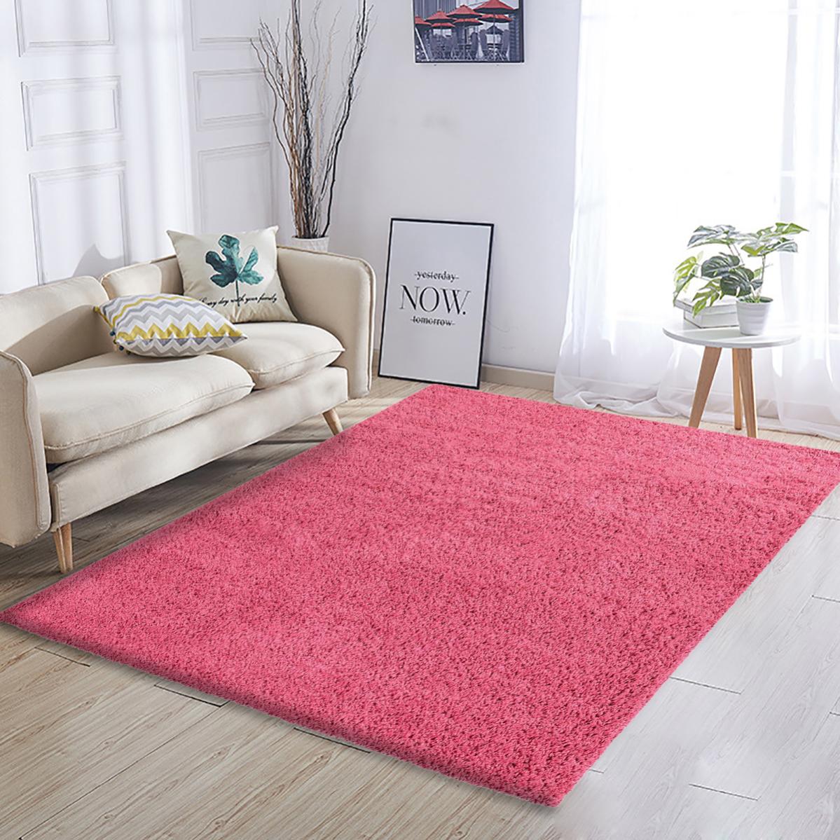 Tappeto Shaggy Rosa Per Cameretta Bambina 120x160 Cm - Morbido, Antiscivolo, Lavabile, In Poliestere Riciclato, Per Salotto, Camera