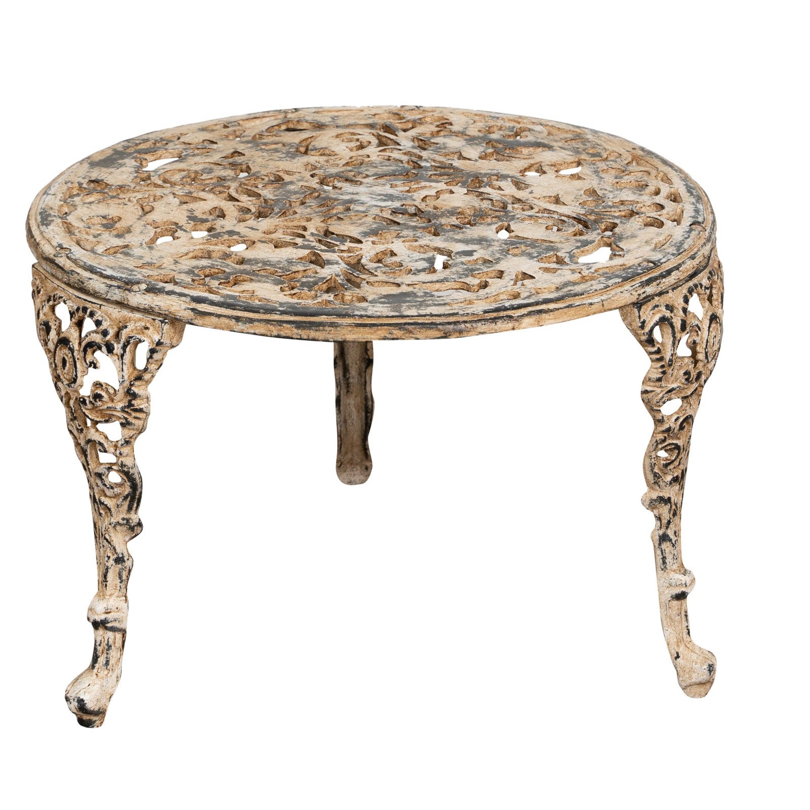 Mesa de centro baja biscottini made in italy | mesa de centro de hierro fundido 62x41 cm | mesa de exterior acabado envejecido