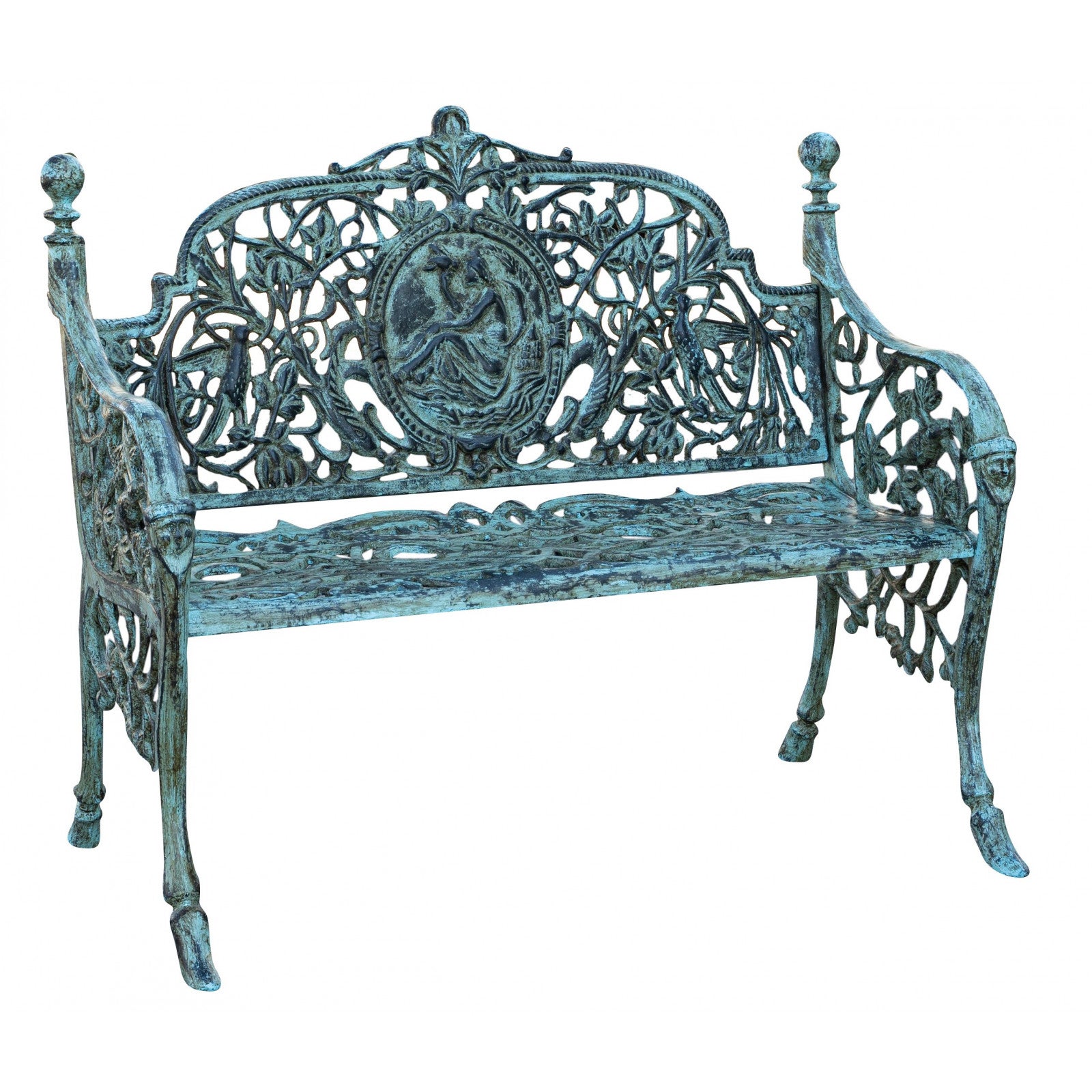 Biscottini | banco mobiliario 105x62x90 cm | modelo liberty hierro fundido acabado envejecido
