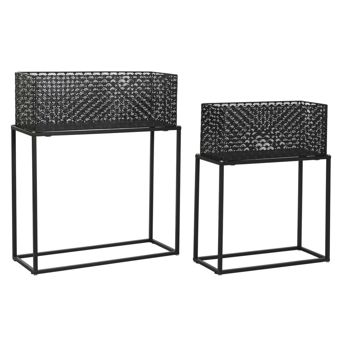 Set of Planters DKD Home Decor 34 x 34 x 70 cm Black Metal