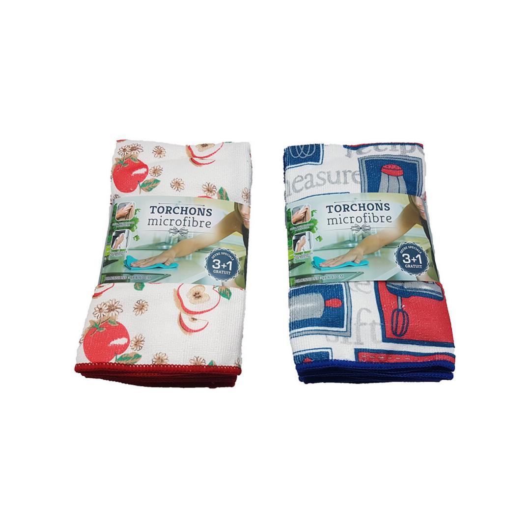 Set 4 Panni In Microfibra Moosfor, Assorbenti E Senza Pelucchi, 40x70 Cm, Beige, Per Cucina E Vetri