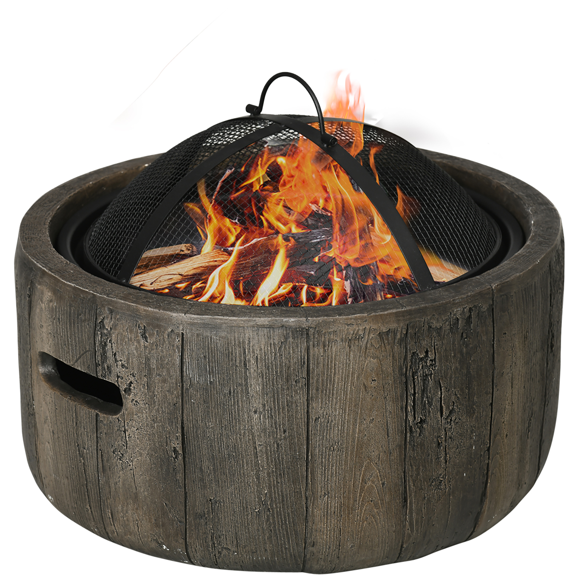 Brasero aspect bois Ø 45,5 x 34H cm avec accessoires | Leroy Merlin