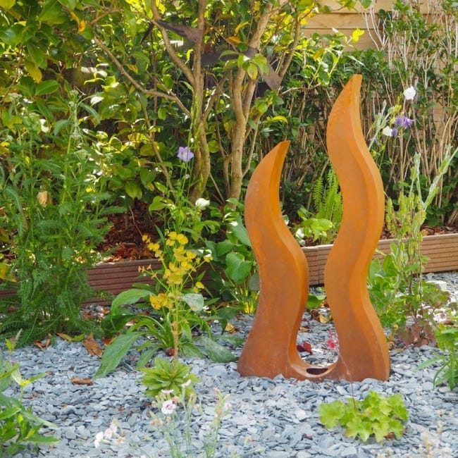 Déco jardin goutte métal rouillé - Rouille 120 cm