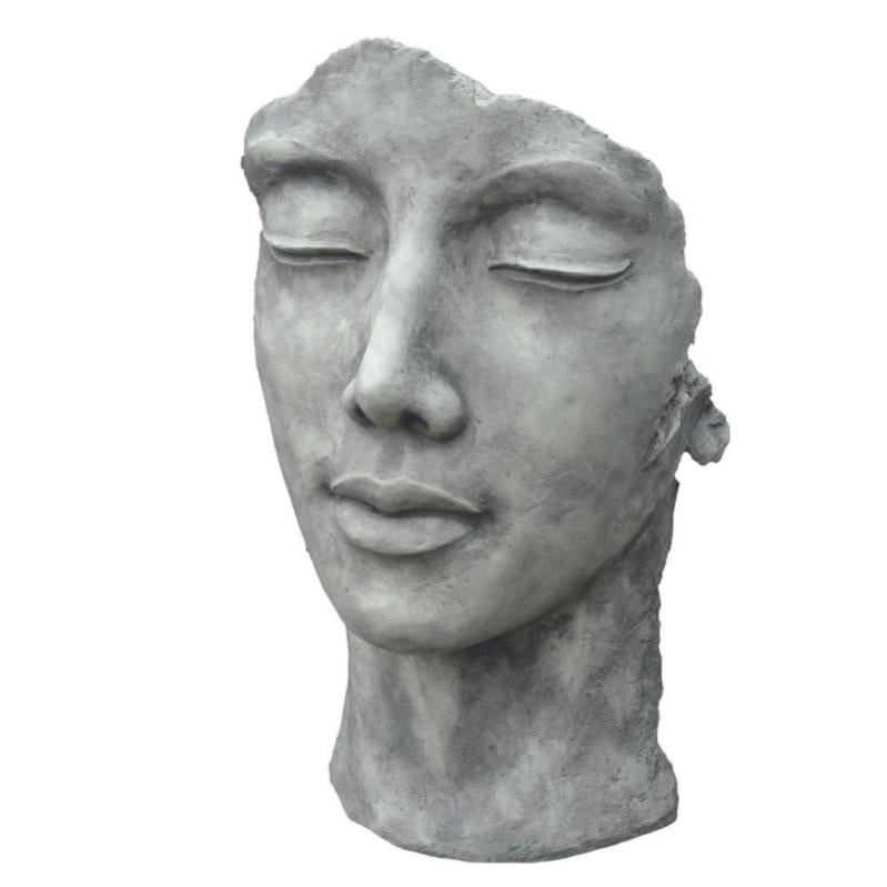 Statue visage femme extérieur petit format Gris beton 50 cm Leroy