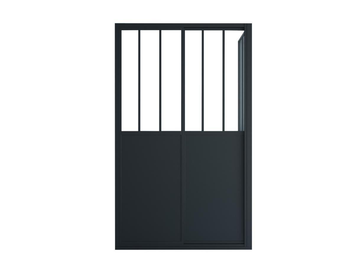 Paroi de douche avec porte coulissante noir mat style industriel - 120