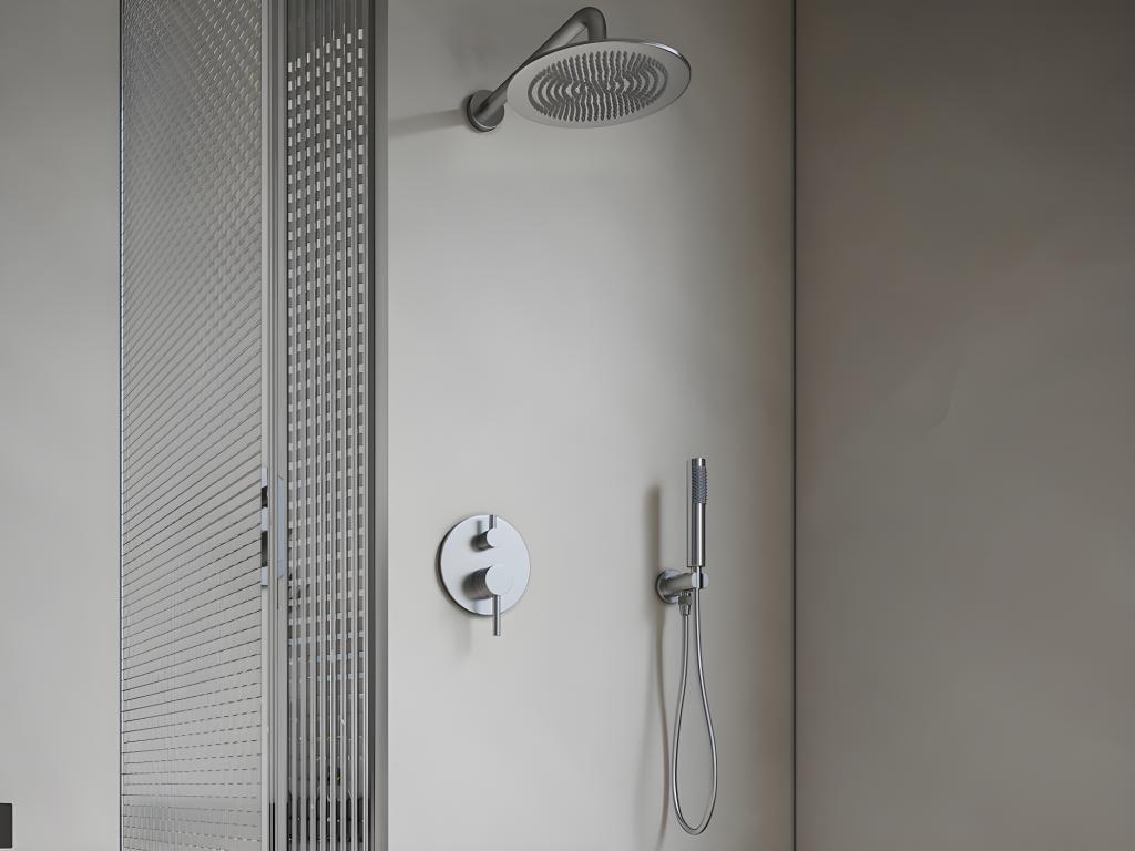 Colonne de douche Vente-Unique.com Ensemble de douche encastrable avec  mitigeur mécanique - Doré finition brossée - TAMISE