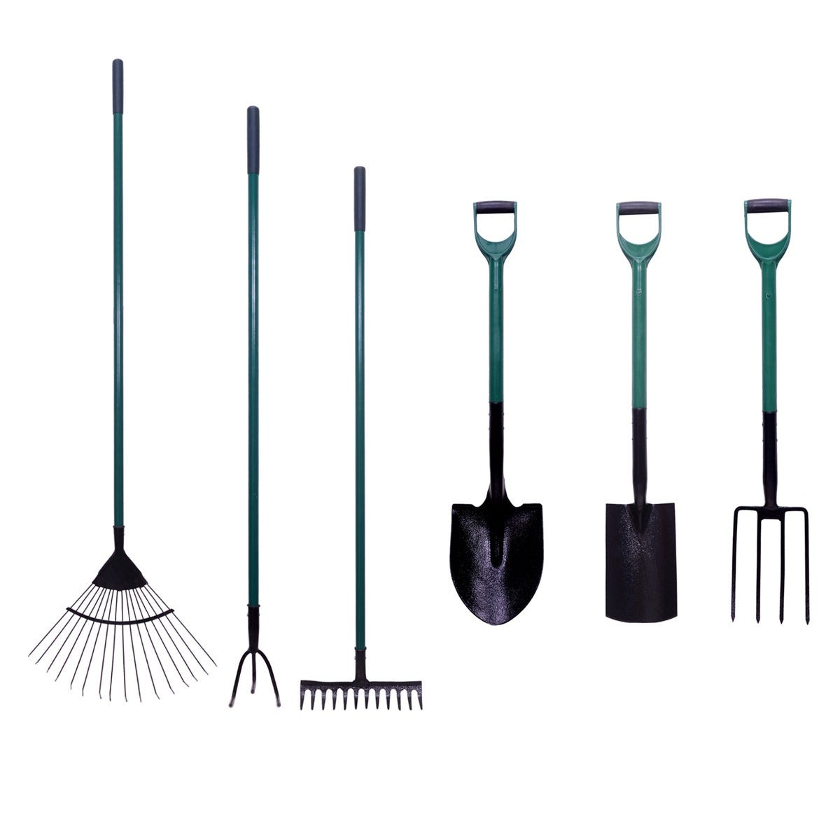 GARDEN Lot d'outils de jardinage Pelle ronde + fourche à bêcher +