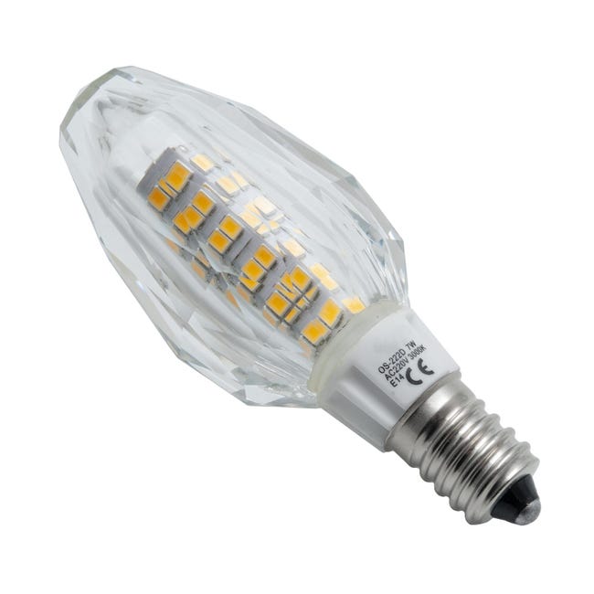 Ampoule LED bougie E14 verre cristal lampe basse consommation petite  douille 7W rendement 70W 700 lumen 230V lumière 4000K