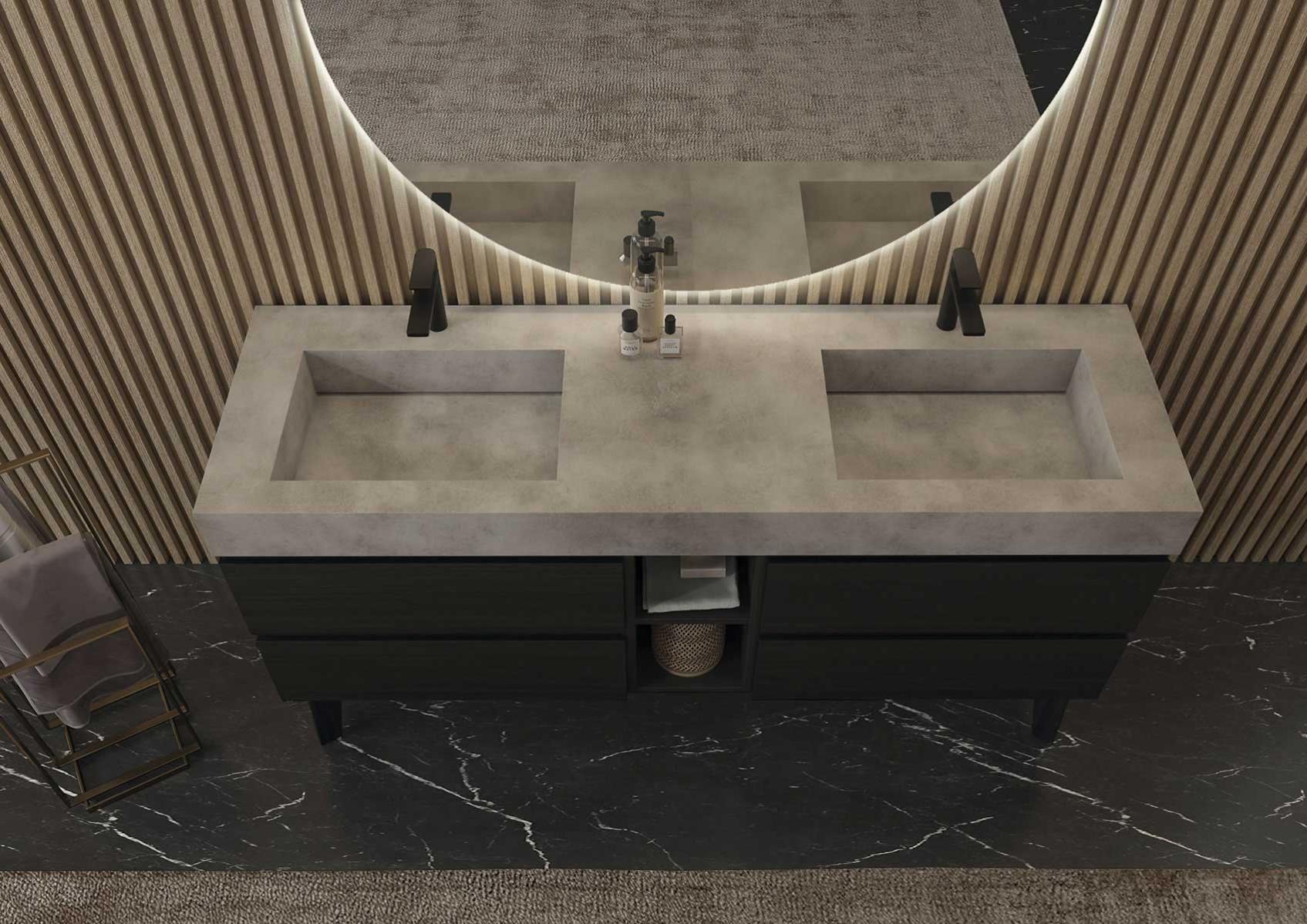 Set di mobili da bagno doppio lavabo effetto legno bianco 140cm Adriel | Maisons du Monde