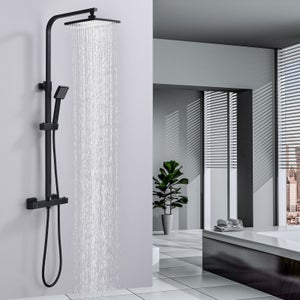 Colonne salle de bain noir Design moderne à suspendre - Fonctionnel avec 3  étagères - Adel Black - Stellameubles