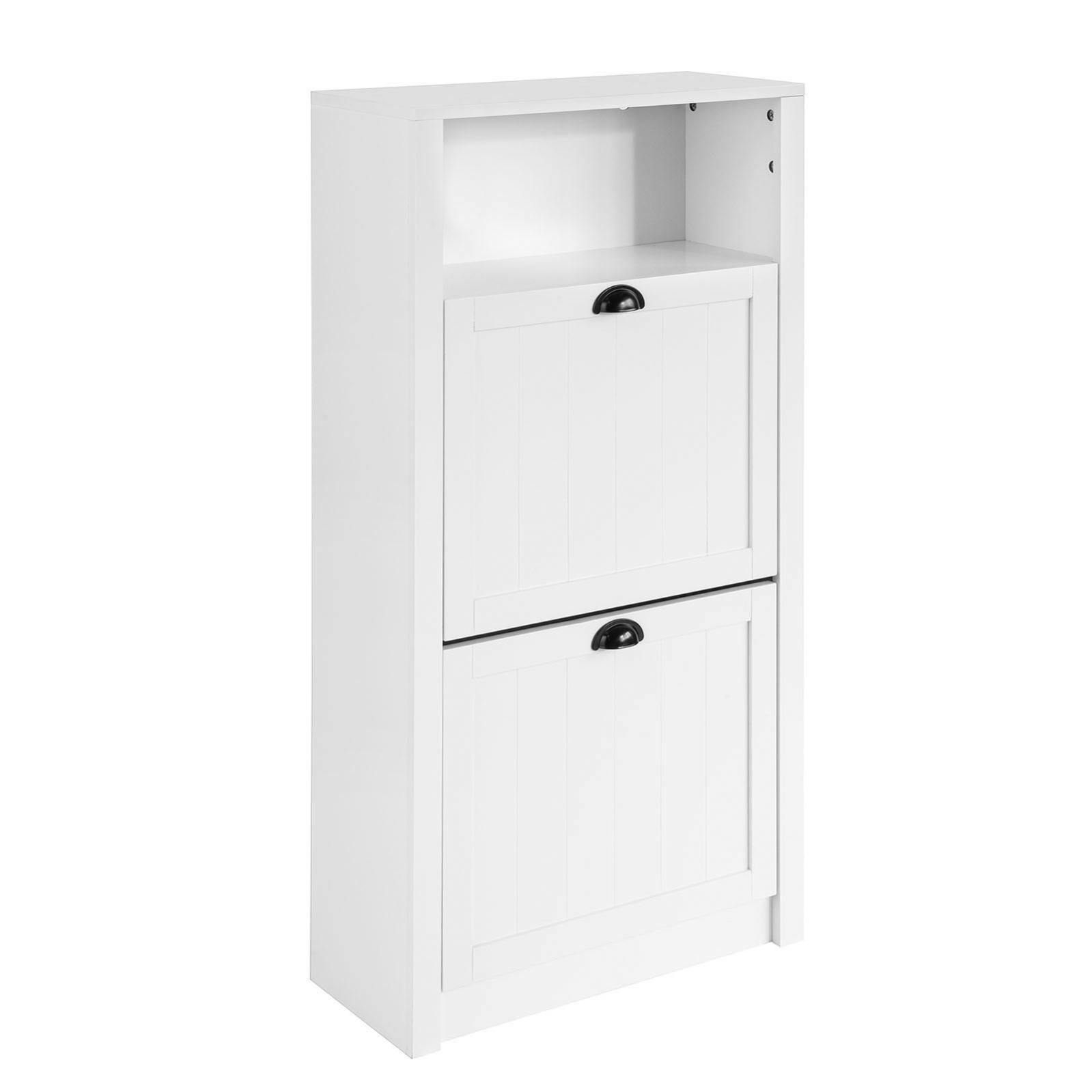 Armario zapatero alto color blanco 2 puertas con estantes interior  60x171x35 cm