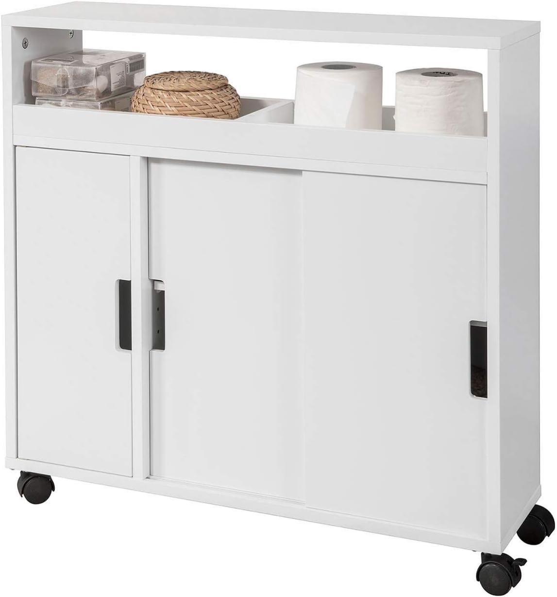 SoBuy BZR02W Meuble de Rangement Salle de Bain Armoire WC Meuble WC